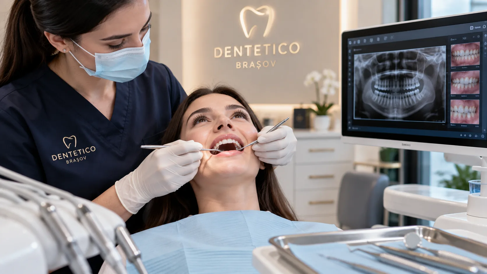 consultatie stomatologica de rutina si verificarea sanatatii orale la clinica dentetico brasov